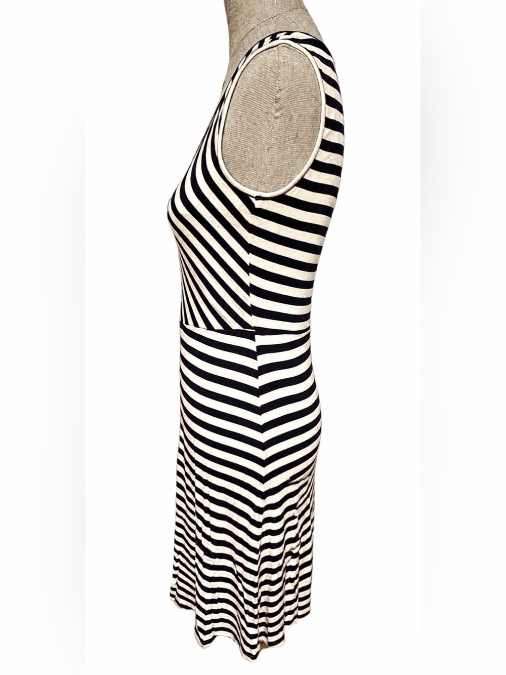 BOSTON PROPER Navy & White Striped Sleeveless V-Neck Knit Tank Dress NWOTs - Picture 3 of 10